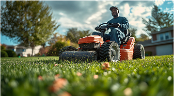 man mowing lawn